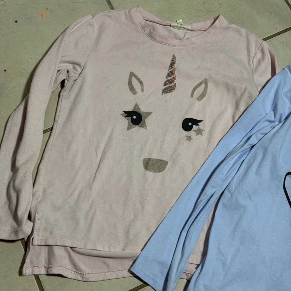 Oshkosh B’gosh Kids Girl Purple/Lilac Unicorn Graphic Long Sleeve Shirts size 12